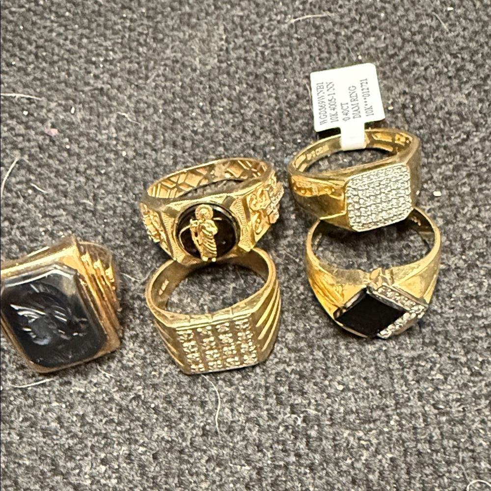 Gold and Black Men's Ring Set